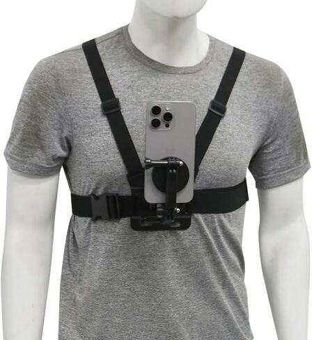 5 PCS Chest Mount Strap for Action Cameras and Phone - Include Chest Strap, Long Curved Screw, AEE Adapter, Phone Holder, J-Hook Mount, Compatible with All Action Cameras and Smartphone in Kuwait