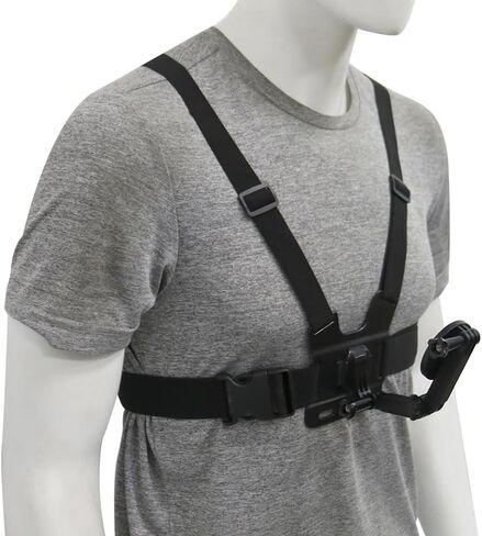 5 PCS Chest Mount Strap for Action Cameras and Phone - Include Chest Strap, Long Curved Screw, AEE Adapter, Phone Holder, J-Hook Mount, Compatible with All Action Cameras and Smartphone in Kuwait