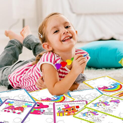 Valentines Day Cards for Kids School, 24 Stacking Heart Crayons with 24 Valentines Day Insect Coloring Exchange Cards for Kids Classroom Treats Prizes Supplies Valentines Party Favors for Boys Girls in Saudi Arabia