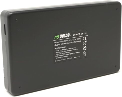 Wasabi Power USB-C شاحن بطارية مزدوج لريكو DB-120 وريكو GR IV in Kuwait