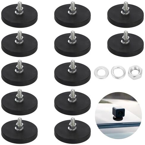 Rubber Coated 12 Pcs Neodymium Mounting Piece, 18.7 Lbs Attachment Force, M5 Studs, for Camera, Mirror, Light Bar in Kuwait