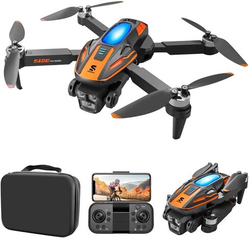 Brushless Motor Drone with Camera, 4K HD Camera Foldable FPV Drone, RC Quadcopter with Obstacle Avoidance, Optical Flow Positioning, 3D Flips, Headless Mode, Trajectory Flight, 2 Batteries in Kuwait