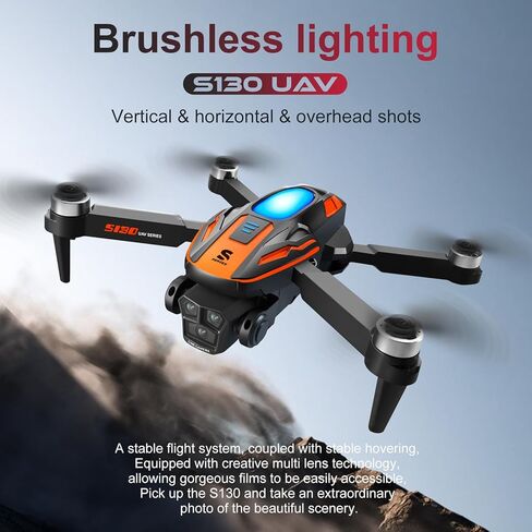 Brushless Motor Drone with Camera, 4K HD Camera Foldable FPV Drone, RC Quadcopter with Obstacle Avoidance, Optical Flow Positioning, 3D Flips, Headless Mode, Trajectory Flight, 2 Batteries in Kuwait