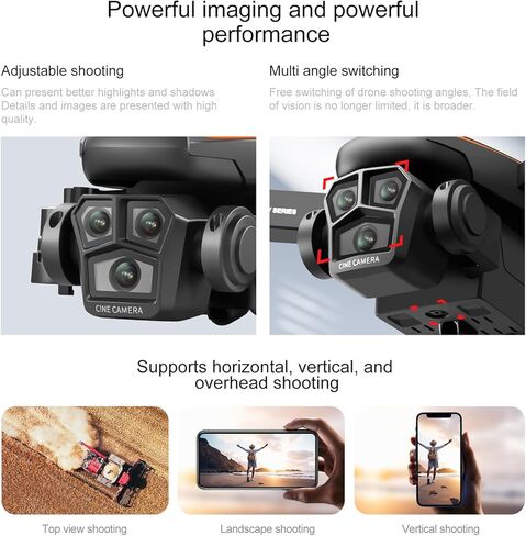 Brushless Motor Drone with Camera, 4K HD Camera Foldable FPV Drone, RC Quadcopter with Obstacle Avoidance, Optical Flow Positioning, 3D Flips, Headless Mode, Trajectory Flight, 2 Batteries in Kuwait