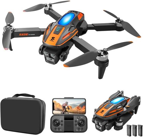 Brushless Motor Drone with Camera, 4K HD Camera Foldable FPV Drone, RC Quadcopter with Obstacle Avoidance, Optical Flow Positioning, 3D Flips, Headless Mode, Trajectory Flight, 2 Batteries in Kuwait