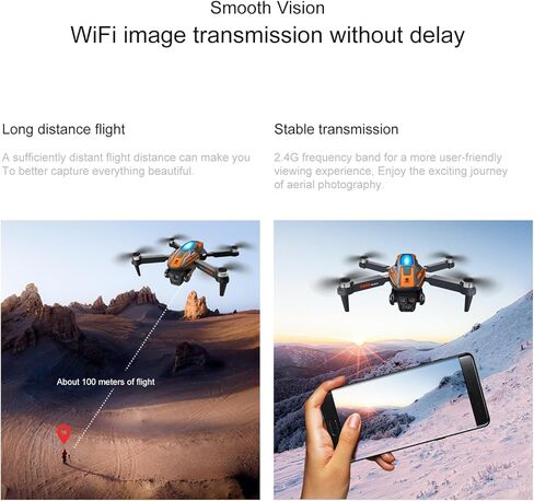 Brushless Motor Drone with Camera, 4K HD Camera Foldable FPV Drone, RC Quadcopter with Obstacle Avoidance, Optical Flow Positioning, 3D Flips, Headless Mode, Trajectory Flight, 2 Batteries in Kuwait