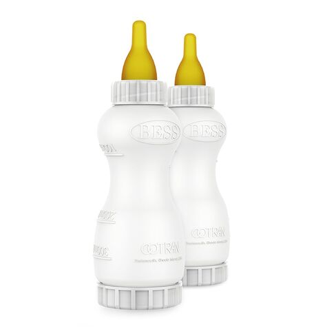 BESS Small Animal Nursing Bottle, No Leak Nipple with Insert, Wide Mouth Bottom Cap Easy Fill and Clean, Control Flow, Non-Collapsing (10oz, 2pk) in Kuwait
