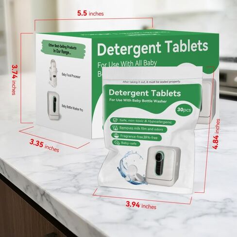 150 قطعة من أقراص تنظيف زجاجات الأطفال من ICUIRE متوافقة مع Momcozy وBaby Brezza وGROWNSY لجميع العلامات التجارية لغسالات زجاجات الأطفال، أقراص غسيل زجاجات الأطفال الآمنة تزيل بقايا فيلم الحليب والروائح in Kuwait