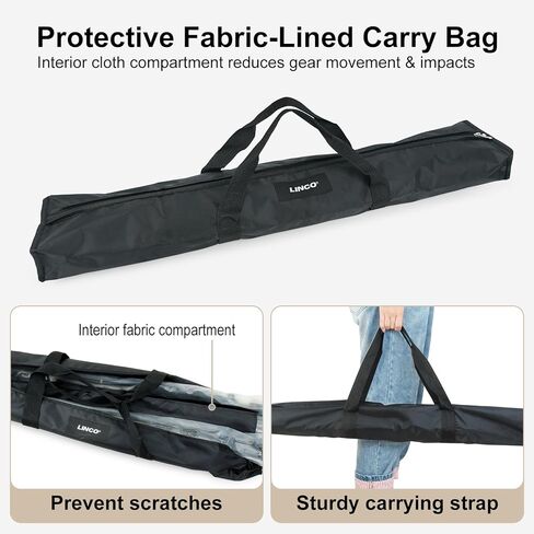 LINCO Lincostore مجموعة حامل دعم الخلفية 10 × 6.5 قدم قابل للتعديل نظام دعم خلفية استوديو التصوير الفوتوغرافي مع حقيبة حمل للشاشة الخضراء موسلين، 4171 (ارتفاع 10 أقدام واسعة) in Kuwait