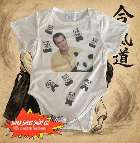 Steven Seagal Panda Baby Bodysuit – Cute Martial‑Arts Panda Onesie – Funny Newborn & Infant Gift in Kuwait
