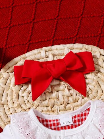 Baby Girls Strawberry Embroidered Gingham Ruffle Collar Romper for 1-18M Infants in Kuwait