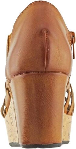 Pierre Dumas Women's Natural-1 Vegan Leather Criss Cross Strappy Wedge Platform Sandals,New Tan,6.5 in Kuwait