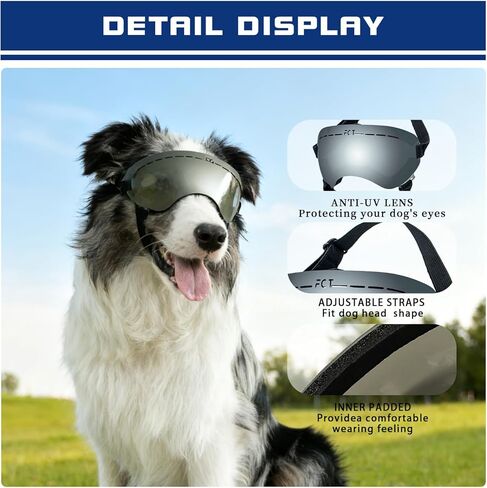 Dog Goggles UV400 Protection,Ski Goggles for Large Breeds with Adjustable Strap, Dog Sunglasses with Comfort-Focused Frameless Design - UV-Resistant/Windproof/Snowproof for Running,Cycling (Blue) in Saudi Arabia