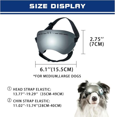Dog Goggles UV400 Protection,Ski Goggles for Large Breeds with Adjustable Strap, Dog Sunglasses with Comfort-Focused Frameless Design - UV-Resistant/Windproof/Snowproof for Running,Cycling (Blue) in Saudi Arabia