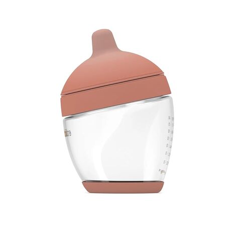 Emulait Glass Classic Baby Bottle for Newborns and Infants, Natural Breast-Like Shape 4, Color Medium, Anti-Colic Venting, Soft Silicone Nipple, Easy-Latch, Glass Nursing Bottle for Feeding, 8oz in Saudi Arabia