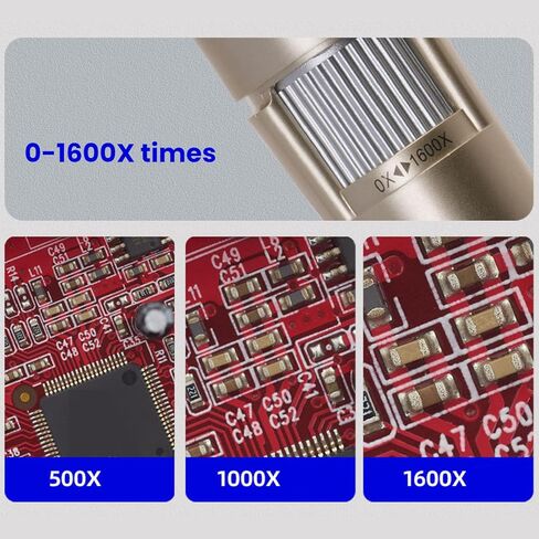 مجهر Pomya USB المحمول، مجهر رقمي تكبير 1600X 1080P HD مع 8 مصابيح LED قابلة للتعديل، لأجهزة Android iOS PC والكمبيوتر المحمول والكمبيوتر اللوحي in Kuwait