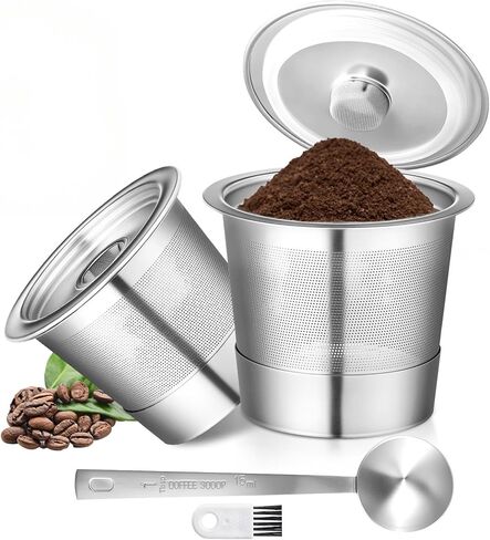 2 Pack Reusable K Cups for Keurig 1.0 - Stainless Steel K Cup Reusable Coffee Pods with Metal Scoop, Brush & 4 Extra Seals - Refillable Coffee Filters for K-Classic, K-Mini & K-Elite(Not for 2.0) in Saudi Arabia