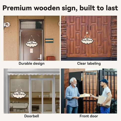Baby Sleeping Door Signs, Shhh Baby Sleeping Sign for Front Door, Please Do Not Knock Or Ring Doorbell Sign, No Soliciting Do Not Knock Signs in Kuwait