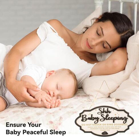 Baby Sleeping Door Signs, Shhh Baby Sleeping Sign for Front Door, Please Do Not Knock Or Ring Doorbell Sign, No Soliciting Do Not Knock Signs in Kuwait