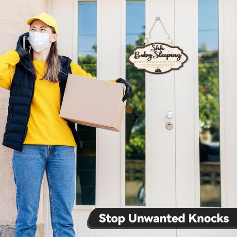 Baby Sleeping Door Signs, Shhh Baby Sleeping Sign for Front Door, Please Do Not Knock Or Ring Doorbell Sign, No Soliciting Do Not Knock Signs in Kuwait