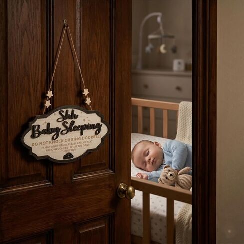 Baby Sleeping Door Signs, Shhh Baby Sleeping Sign for Front Door, Please Do Not Knock Or Ring Doorbell Sign, No Soliciting Do Not Knock Signs in Kuwait
