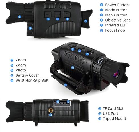 Digital Real Night Vision Monocular Goggle, Infrared Binocular for Hunting, Surveillance, Spotting and Spy, 4X Digital Zoom and Take HD Photo & 960P Video from 200m in Total Darkness in Saudi Arabia