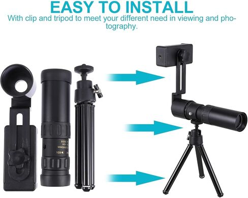 تلسكوب أحادي العين عالي القوة من Cabilock 10-300x40 تكبير معدني في الهواء الطلق للمشي لمسافات طويلة والتخييم ومشاهدة الطيور مع مشبك عالمي وحامل ثلاثي القوائم in Kuwait