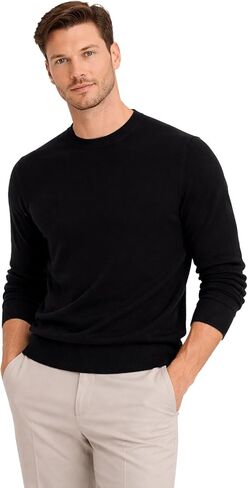Cashmeren Men's Basic Crewneck Sweater 100% Pure Cashmere Long Sleeve Round Neck Pullover in Saudi Arabia