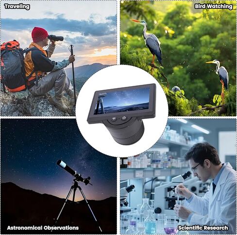عدسة Ciciglow Wi Fi الإلكترونية، ملحقات تلسكوب الكاميرا الإلكترونية بدقة 1080 بكسل، تسجيل الكاميرا عبر التطبيق، شاشة 4.3 بوصة لتلسكوبات 26 مم إلى 47 مم in Kuwait