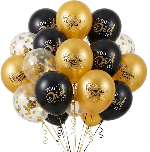 Purple and Gold Graduation Balloons 2025, 18 Pcs 12 Inches Latex Balloons for Graduation Party Decorations in Saudi Arabia