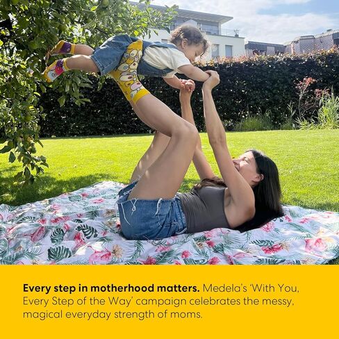 جوارب Medela المتطابقة للأم والطفل، إصدار محدود للفنانة السويسرية يائيل أندرس، جزء من حملة "معك، كل خطوة على الطريق"، هدية مع شراء مضخة الثدي السحرية القابلة للارتداء من InBra in Kuwait