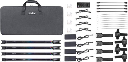 مجموعة إضاءة Godox TL30-K4 - مجموعة مصابيح أنبوبية رباعية 12 بوصة RGBWW LED مع 2700K–6500K CCT، لون 360 درجة، تطبيق وتحكم 2.4 جيجا هرتز | مجموعة إضاءة محمولة تعمل بالبطارية، مغناطيسية، أفلام وفيديو ومشاريع إبداعية in Kuwait