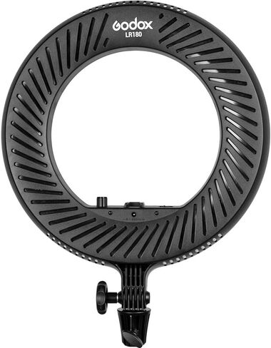 Godox 14.2″ Daylight LED Ring Light (Black), 5600K Continuous Lighting, 180 LEDs, Dimmable Output, Smartphone Holder, AC Powered Ring Light for Photo & Video (LR180BLK) in Kuwait