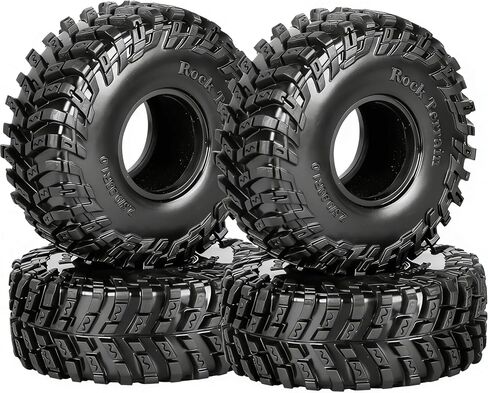 RC 1.0 Beadlock Tires for 1/18 TRX4M / Ascent-18 / SCX24 / FCX24 RC Crawler,1.0 In High Traction High Grip Rubber Tires w/Foam Insert,Style 2 in Saudi Arabia