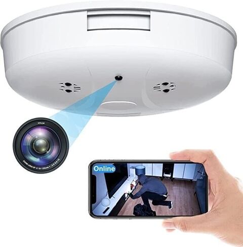 Home Smart 1080P Mini Smoke Camera WiFi Baby Monitor Security Video Nanny Camera Night Vision Motion Detection with App Live Feed in Kuwait