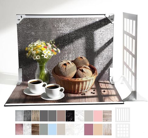 Photo Backdrop for Product Photography: Matte Paper Background Kit 16.5x11.7in 11-Pack with 22 Patterns for Food Jewelry Makeup & Small Products - Product Photographers & Content Creators Essential in Kuwait