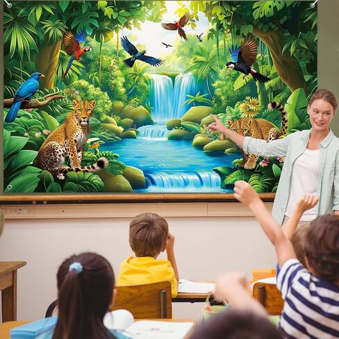 VBS 2026 الغابات المطيرة تقع خلفية عطلة مدرسة الكتاب المقدس المسيحية معلقة راية غابة الغابة سفاري الدينية الكتاب المقدس آية التصوير خلفية خلفية لمدرسة الأحد لوازم الفصول الدراسية in Kuwait