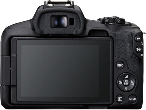 كاميرا Canon EOS R50 بدون مرآة مع عدسة 18-45 مم + ذاكرة 64 جيجابايت + غطاء + حامل أحادي + فلاتر + فلاش تابع + المزيد (حزمة 25 قطعة) (متجددة)، أسود in Kuwait