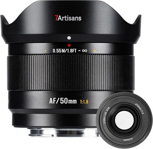 7artisans AF 50 مم f1.8 APS-C عدسة رئيسية لسلسلة Fuji X Mount LITE 178 جرام التركيز اليدوي التلقائي STM عدسة الكاميرا، التركيز التلقائي للوجه/العين للتصوير الفوتوغرافي الإنساني/البورتريه/الشارع (لـ Fuji X Mount) in Kuwait
