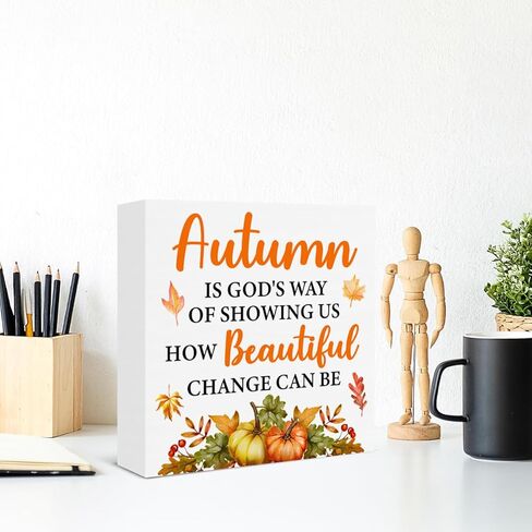 Fall Autumn Sign Decor Autumn Gnome Love Fall Y'All Wooden Box Sign Thanksgiving Home Kitchen Decor in Saudi Arabia