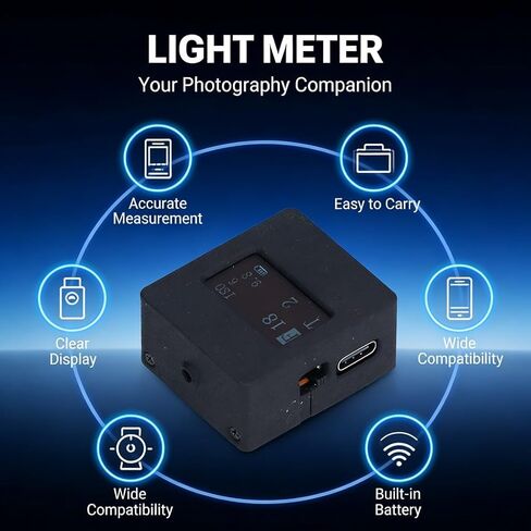 مقياس الضوء للانعكاس العلوي للتصوير الفوتوغرافي مع كابل USB، غلاف ABS، شاشة OLED مقاس 0.96 بوصة - أوضاع أولوية الفتحة والغالق، تصميم مدمج لاستخدام الكاميرا in Kuwait