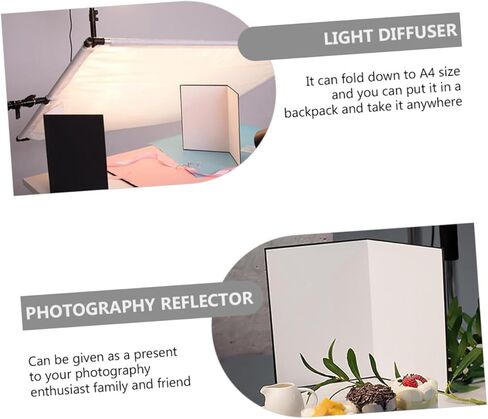 PRETYZOOM 2pcs A4 Folding Cardboard Photography Reflectors Portable Light Diffusers for Studio and Outdoor Photo Lighting in Kuwait