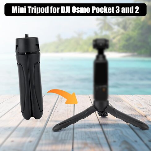 حامل ثلاثي صغير متوافق مع DJI Osmo Pocket 3 & 2، حامل جيب محمول ABS أسود حامل ثلاثي القوائم عصا سيلفي ملحقات مثالية لمعدات التصوير المختلفة in Kuwait
