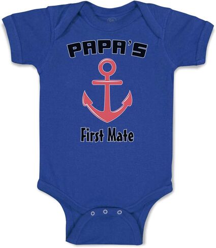 Custom Baby Bodysuit Papa's First Mate Sailing Captain Dad Father's Day Funny Cotton Boy & Girl Baby Clothes Royal Blue Design Only 12 Months in Kuwait