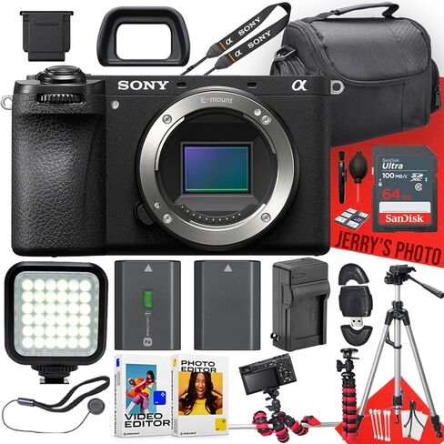 Sony a6700 Mirrorless Camera (Body Only) + 64 GB Memory + Extra Battery + Spider Tripod + Case + Tripod + LED Light + Battery Charger + More (21pc Bundle) (Renewed) in Kuwait