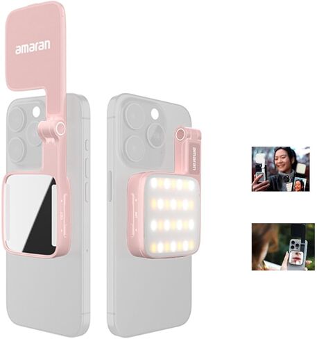 Amaran Go Phone Selfie Light Compatible with Phone,CCT 2700K-6500K Rechargeable Portable Video Light with Mirror Light for Selfies,Makeup,Video Conference,TikTok (Charcoal) in Saudi Arabia