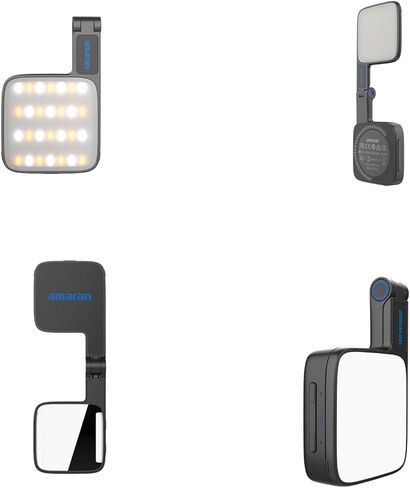 Amaran Go Phone Selfie Light Compatible with Phone,CCT 2700K-6500K Rechargeable Portable Video Light with Mirror Light for Selfies,Makeup,Video Conference,TikTok (Charcoal) in Saudi Arabia