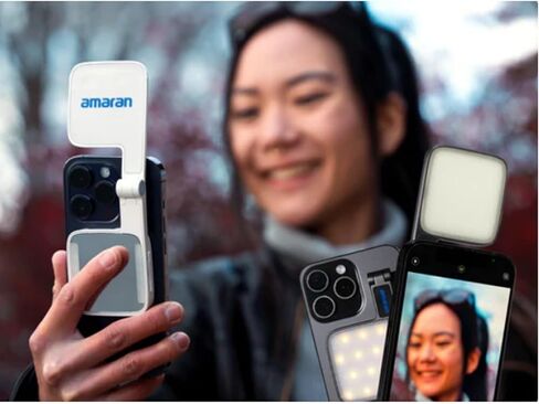 Amaran Go Phone Selfie Light Compatible with Phone,CCT 2700K-6500K Rechargeable Portable Video Light with Mirror Light for Selfies,Makeup,Video Conference,TikTok (Charcoal) in Saudi Arabia