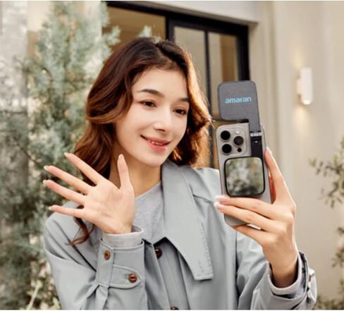 Amaran Go Phone Selfie Light Compatible with Phone,CCT 2700K-6500K Rechargeable Portable Video Light with Mirror Light for Selfies,Makeup,Video Conference,TikTok (Charcoal) in Saudi Arabia