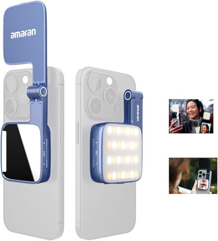 Amaran Go Phone Selfie Light Compatible with Phone,CCT 2700K-6500K Rechargeable Portable Video Light with Mirror Light for Selfies,Makeup,Video Conference,TikTok (Charcoal) in Saudi Arabia